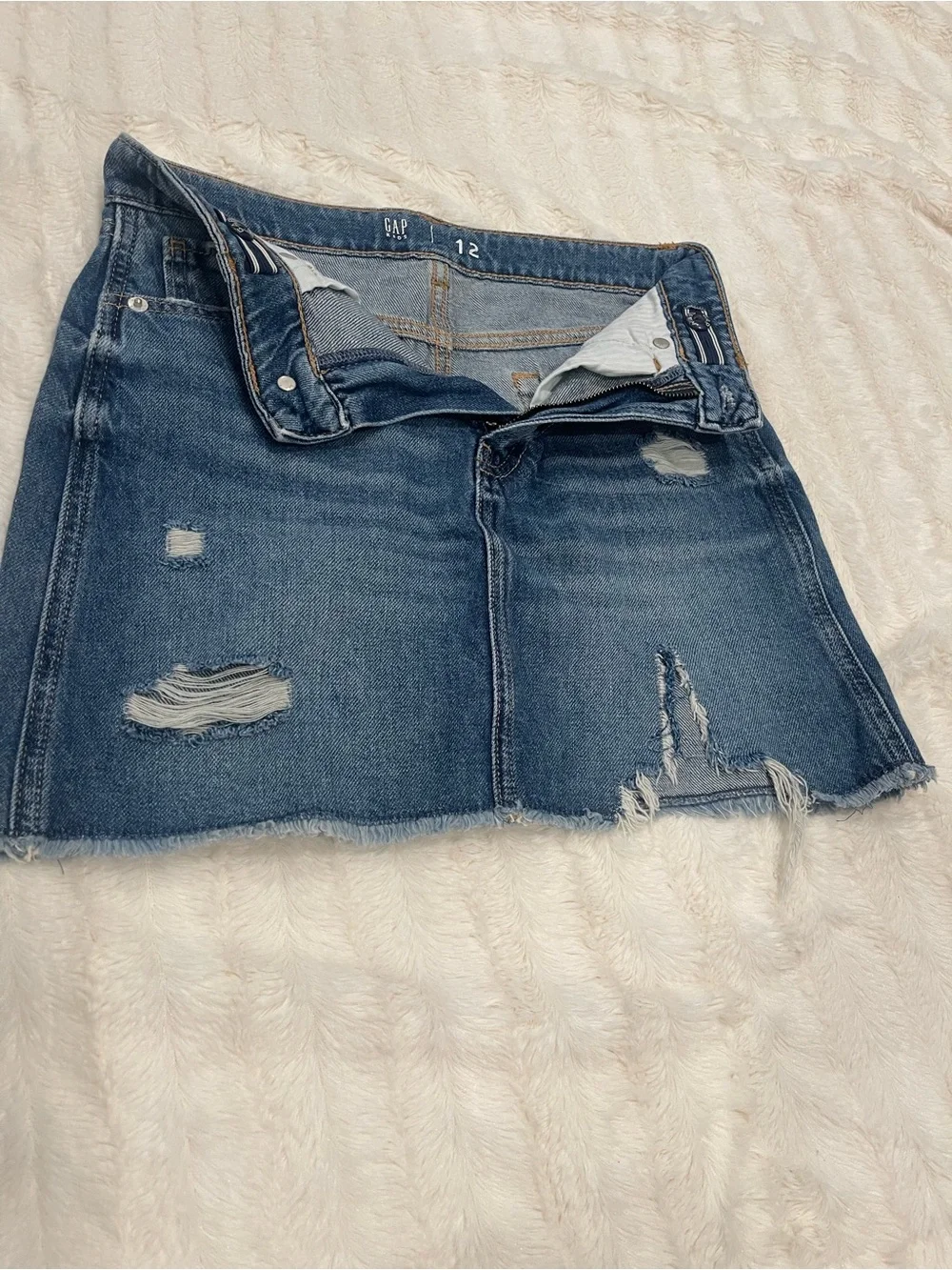 GAP Blue Distressed Denim Girls Mini Skirt